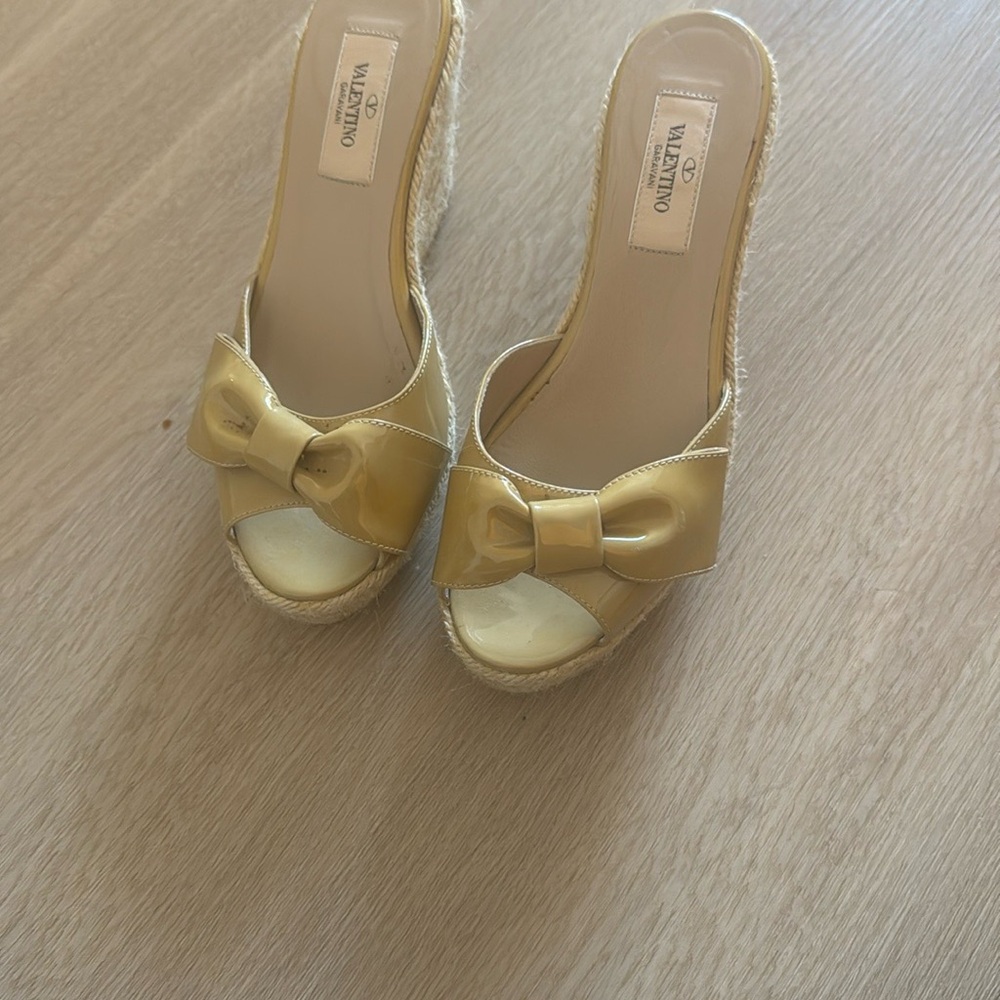 Valentino Gold Espadrilles with Bow Detail